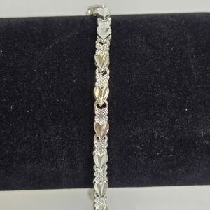 Four Leaf Clover Heart Bracelet, Silver‎ Tone, S Hook Clasp, Dainty Feminine